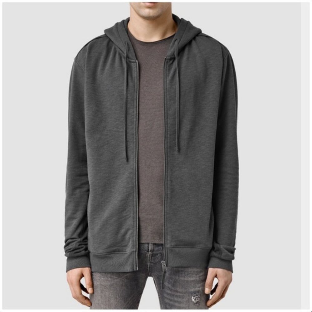 All Saints West Hoody with Suede Trim